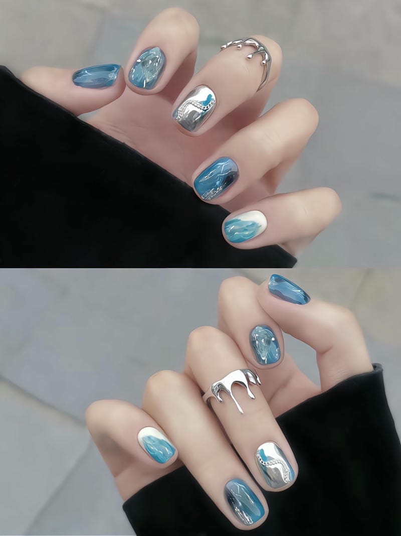 Khám Phá Nail Tráng Gương Xanh Dương: Phong Cách Mới Cho Bàn Tay Của B