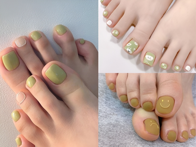 15+ mẫu nail sơn móng chân màu xanh bơ xanh tươi, trendy