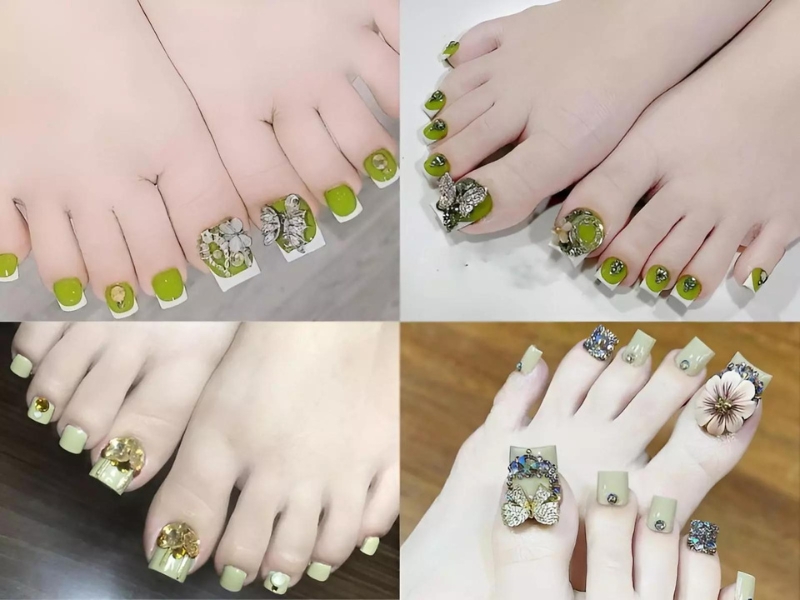 15+ mẫu nail sơn móng chân màu xanh bơ xanh tươi, trendy